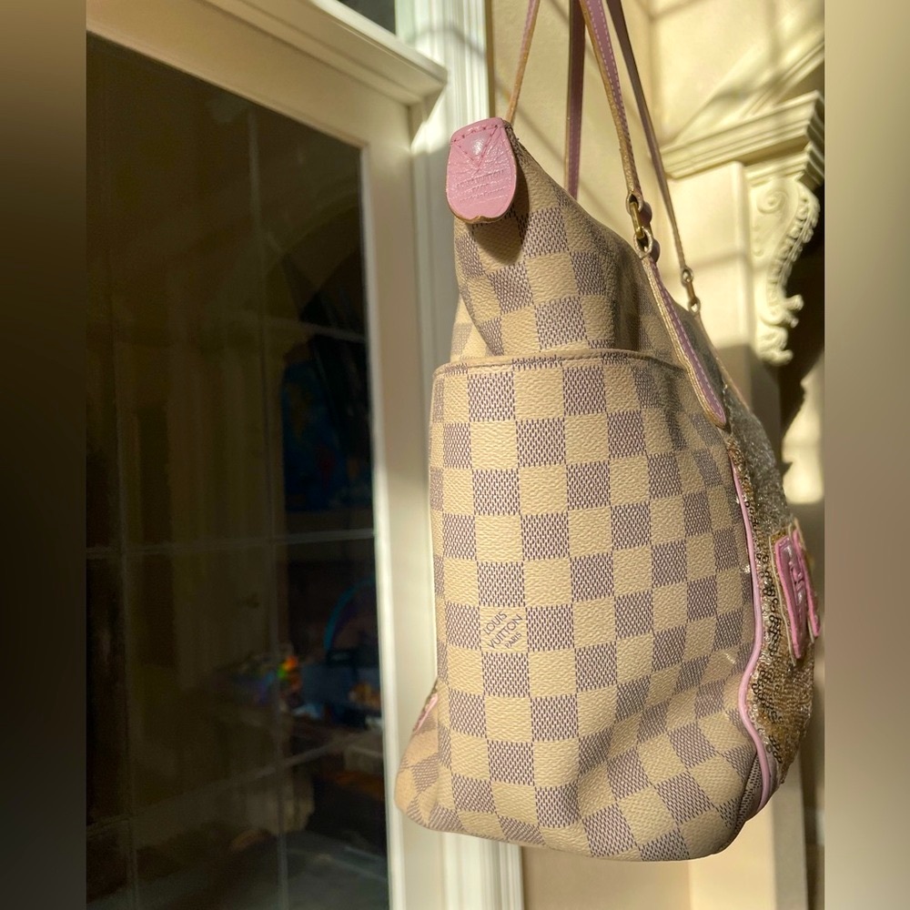 ❤️TRADED❤️Louis Vuitton custom Totally MM custom paint patch repair. Azur pink - Picture 8 of 16